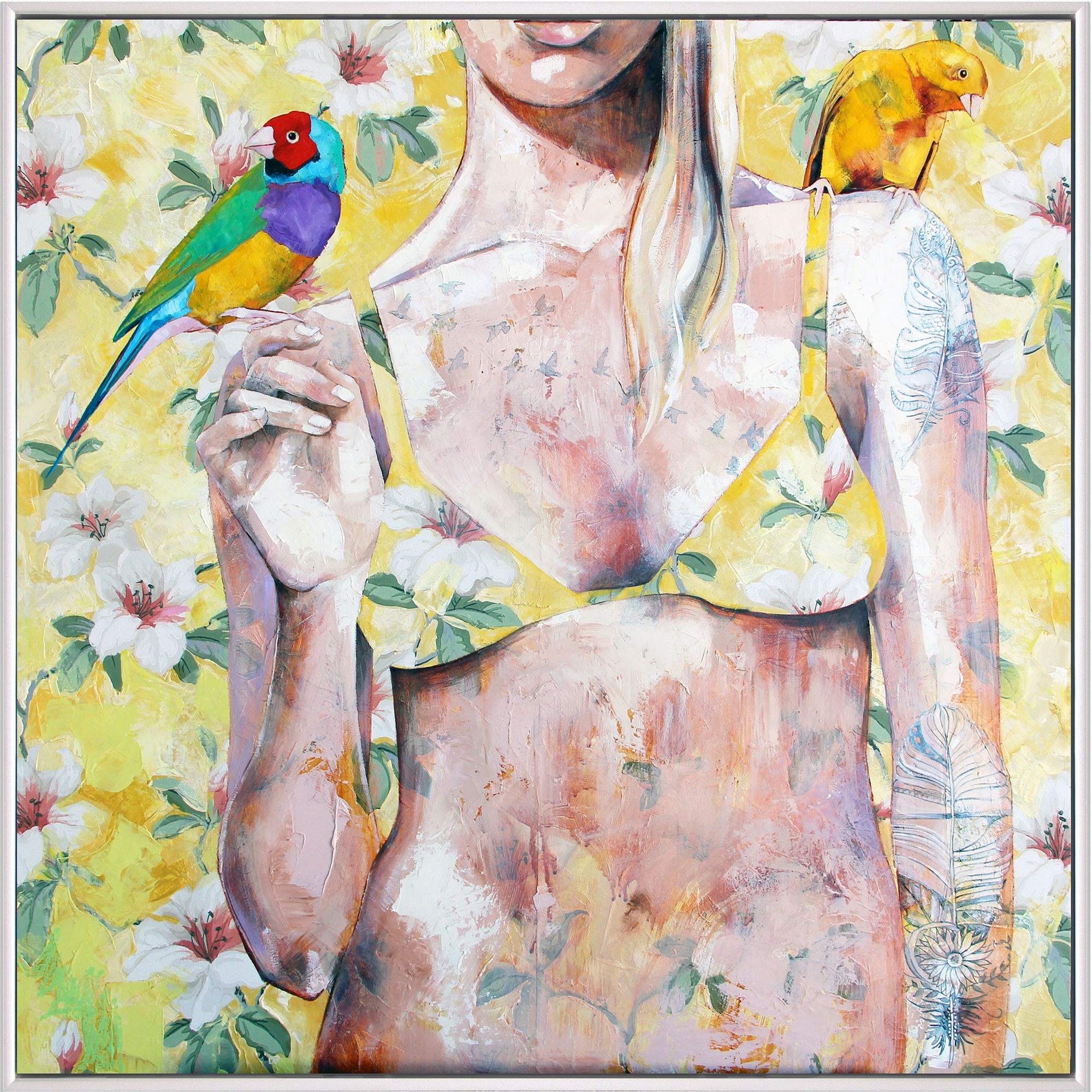 Mrs Finch - Framed Original - 83cmx83cm - Jessica Watts Art